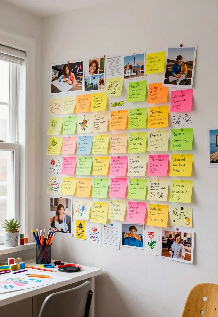 9 Sticky Notes Wall Ideas for Creative Bedroom Decor 2. Dream Board Collage 0