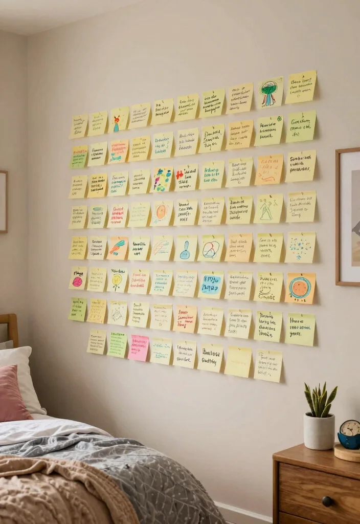 9 Sticky Notes Wall Ideas for Creative Bedroom Decor 8. Collaborative Family Wall 0